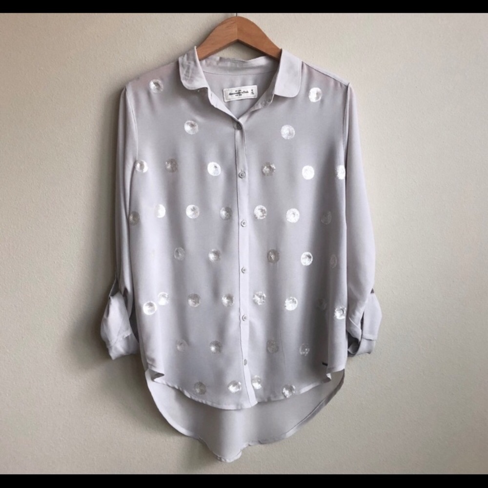 Abercrombie Grey Sequin Button Up - image 1